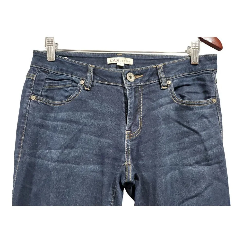 Cabi Womens Zoe Deep Indigo Flare Low- Rise Jeans Stretch Soft Lightweight Sz 4